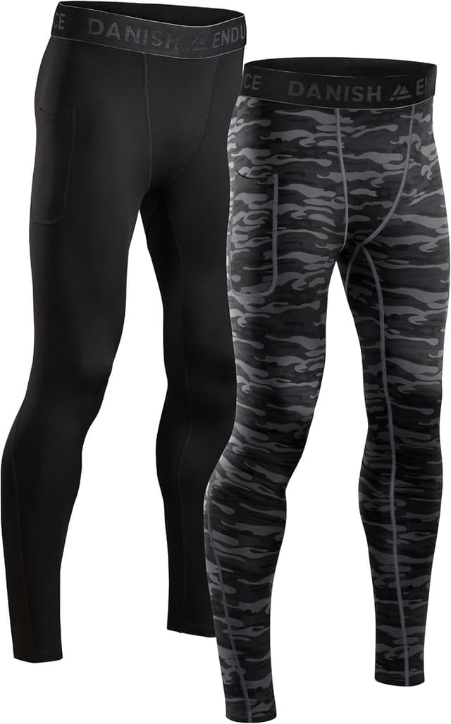 Detalle de Danish Endurance Leggings de compression homme (lot de 2) pour course, salle et entraînement