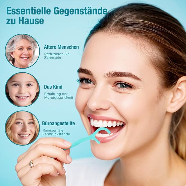 Detalle de Yuede Dental Floss Zahnseide-Sticks mit Y-Form-Design (300+40 Stück)