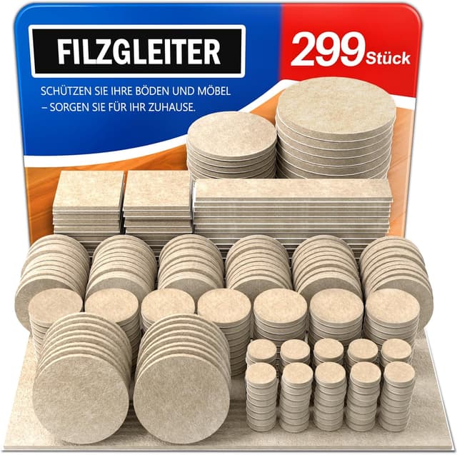 Thumbnail 6 de Ansible 60 selbstklebende Filzgleiter (Ø 25 mm) Rund, beige – Möbelgleiter zum Kratzschutz & für leises Gleiten