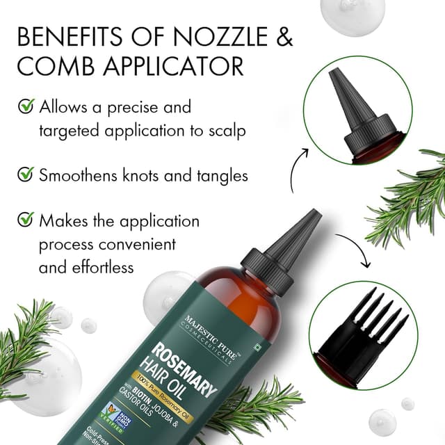 Detalle de Majestic Pure 100% Pure Rosemary Oil (4 fl oz) with Applicator for Hair Growth & Scalp Care