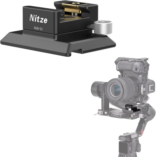 Detalle de Nitze N28-S3 NATO-Klemme auf Arca-Schnellwechselplatte für DJI RS 5/RS 4 Pro/RS 4/RS 3 Pro/RS 3/RSC 2/RS 2