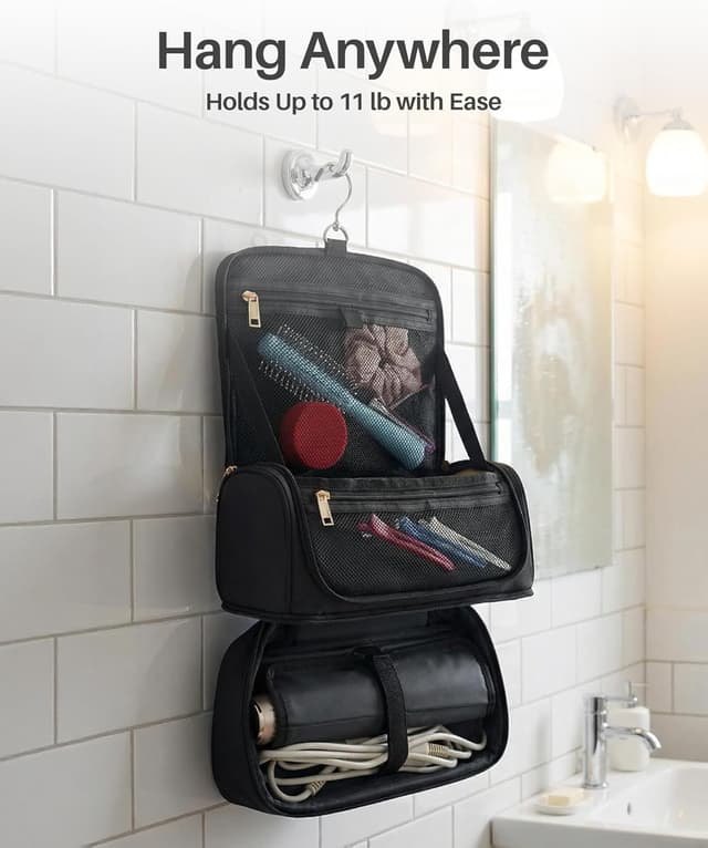 Thumbnail 6 de Noldena Hänge-Haartrocknertasche für Dyson Airwrap und Shark FlexStyle – wasserabweisender Organizer mit Trennwand, schwarz