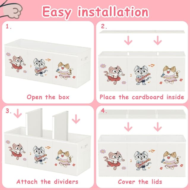 Detalle 2 de VERONLY Spielzeugkiste mit Deckel für Kinder (128 L, 96 x 34 x 39 cm) – klappbar, Oxford, Beige