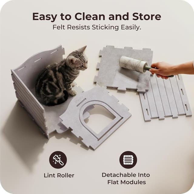 Detalle 1 de ChienBox Katzenhaus Indoor Filz 38×38×33 cm