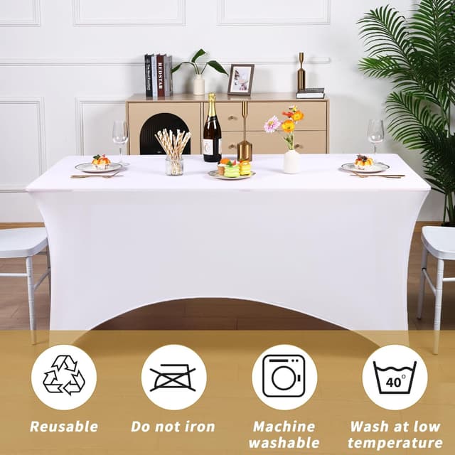 Thumbnail 4 de Fixwal 3-Pack White Table Cloths 6FT