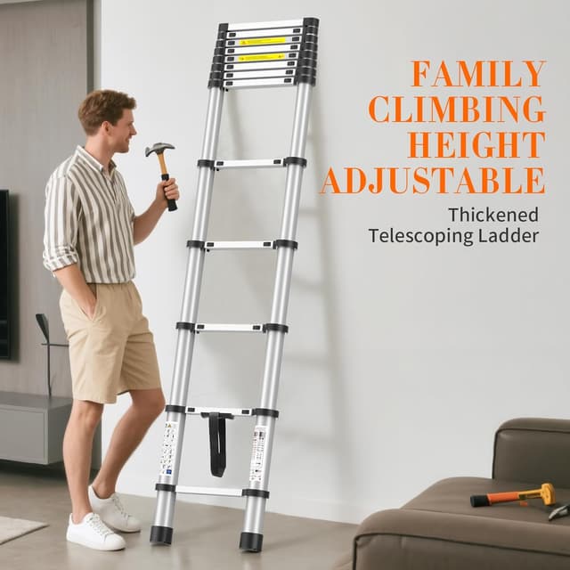 Detalle de POONO 16.5FT heavy-duty telescoping ladder