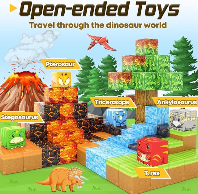 Detalle 2 de Dinosaur Magnetic Blocks Volcano Edition