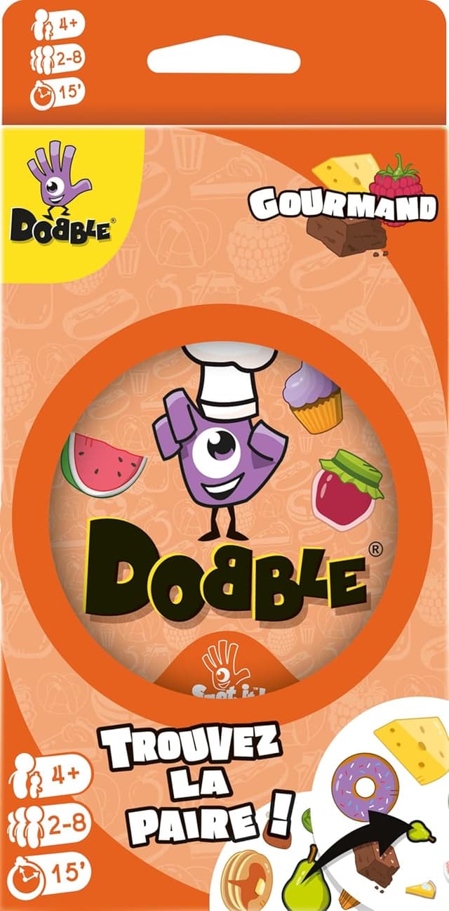Detalle de Dobble Zygomatic Gourmandise – Gioco da tavolo francese (da 4 anni), 2–5 giocatori, circa 10 minuti