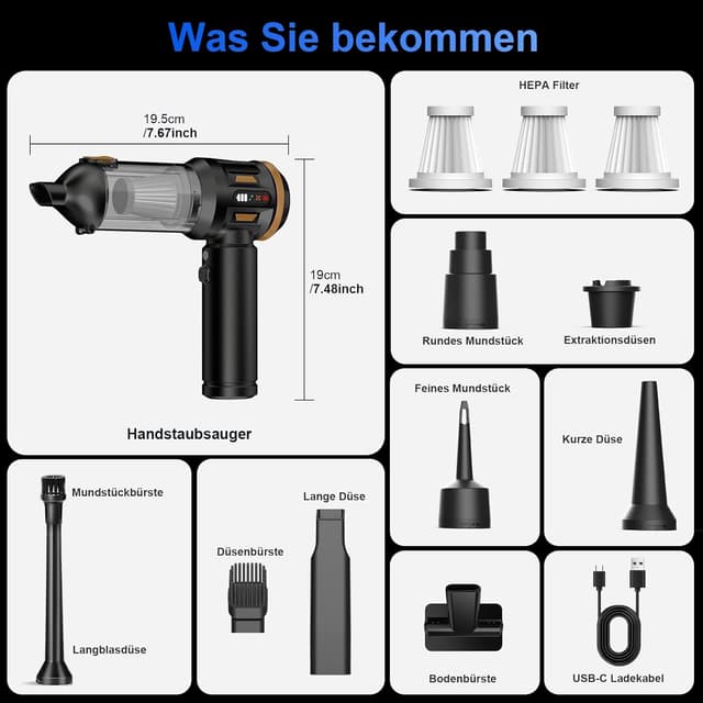 Thumbnail 6 de Ludunbuy Handstaubsauger 26000 Pa (4-in-1), kabellos mit Digitalanzeige & 3 Stufen