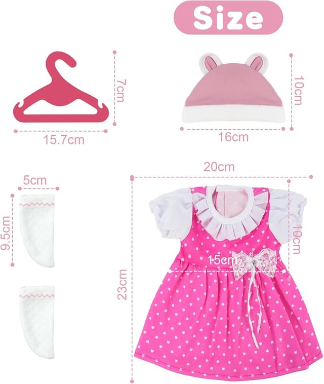 Detalle de Aolso set di vestiti per bambole New Born Baby Doll, 35–45 cm (con cappello), confezione da 4 serie Coniglio