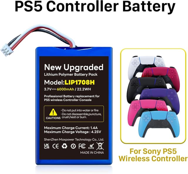 Detalle de PS5 DualSense controller replacement battery (6000mAh) rechargeable Li-ion – 3.65V