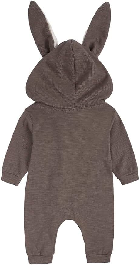 Detalle de Wocharm newborn cotton autumn/winter outfit with bunny-ear hood & easy zip