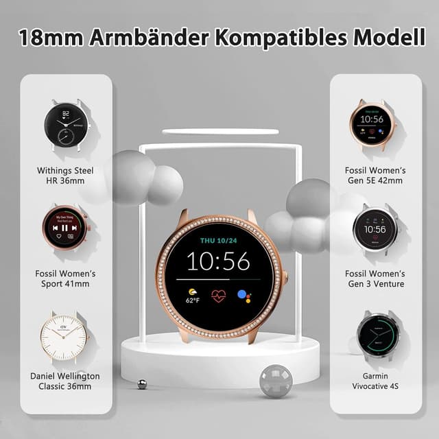 Detalle de SHIJZWD elastisches Uhrenarmband mit Schnellverschluss (16–24 mm) – Nylon-Loop für Sport & Alltag