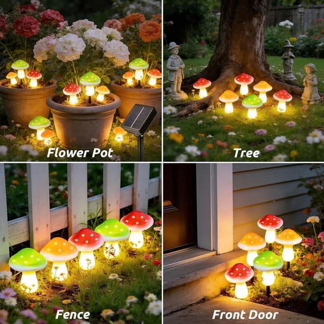 Thumbnail 6 de Joycome décorations solaires de jardin à 6 LED en forme de champignon (IP65)
