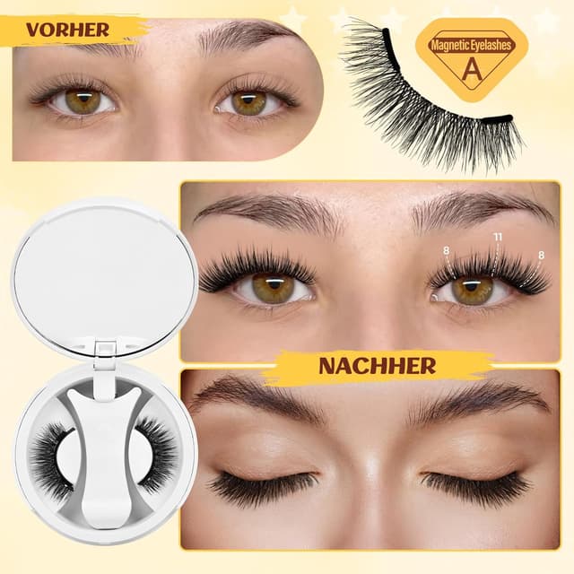 Detalle 2 de QUEWEL magnetische Wimpern für den natürlichen Look – tragbare Magnet-Wimpern mit Applikator (Set)