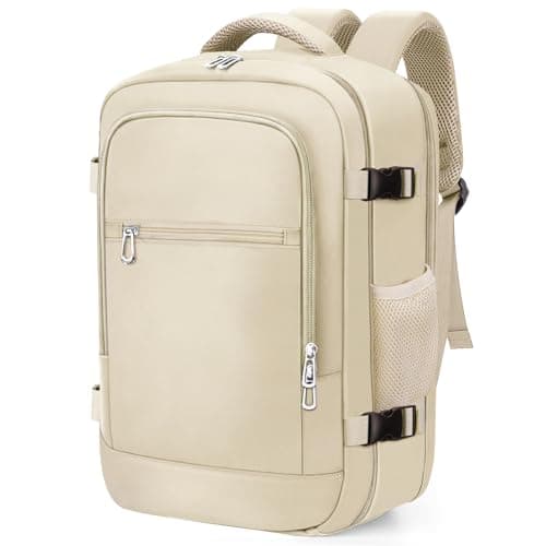 Detalle de BAHIWOM mochila de cabina Ryanair 40x20x25 cm (20L) impermeable antirrobo con bolsillo para portátil de 14” – Beige