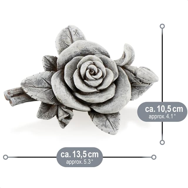 Detalle de com-four 2x Grabdekoration Rose Grabstein der Hoffnung und Reinheit (2 Stück, Rosenblüte, grau)