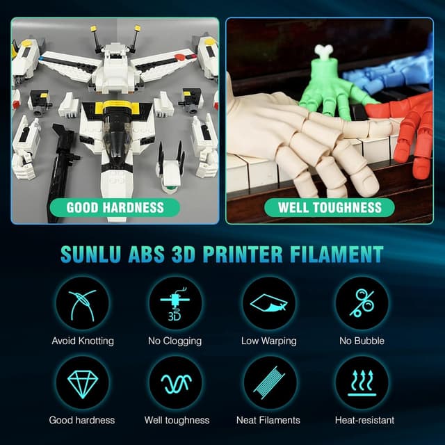 Detalle de SUNLU ABS Filament 1,75 mm (ABS blau) – 1-kg-Spule für temperatur- und schlagbeanspruchte FDM-Teile