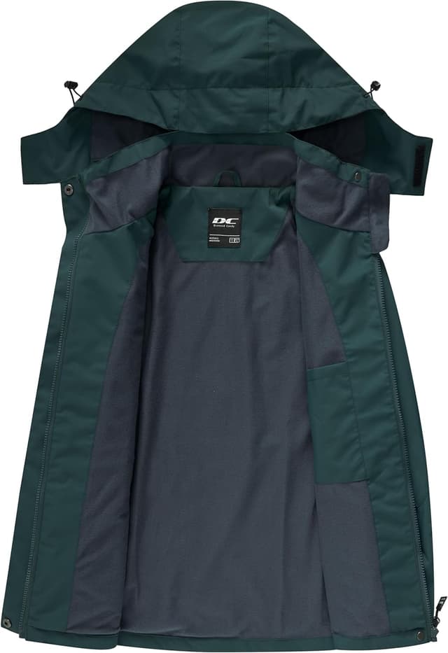 Detalle de DCmount Damen Regenjacke wasserdicht mit abnehmbarer Kapuze – Outdoor-Softshell für Übergangswetter