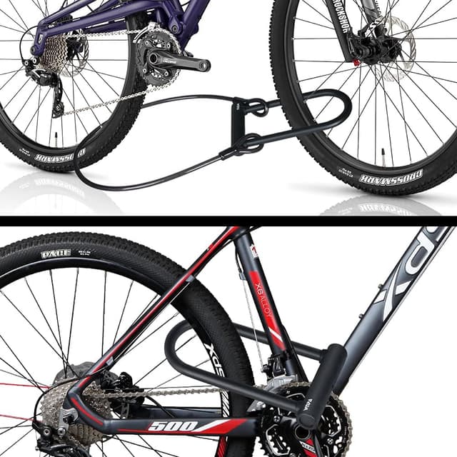 Detalle de Lucchetto a U per bici antitaglio con cavo flessibile 1,2 m e staffa di montaggio (Grilli WNPA)