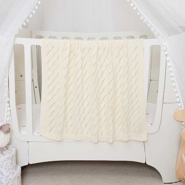 Detalle 2 de Mimixiong Cotton Knit Baby Blanket 100 x 80 Cream