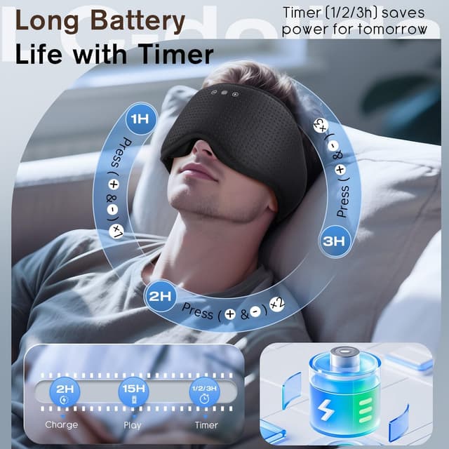 Detalle de LC-dolida Schlafmaske Bluetooth Kopfhörer