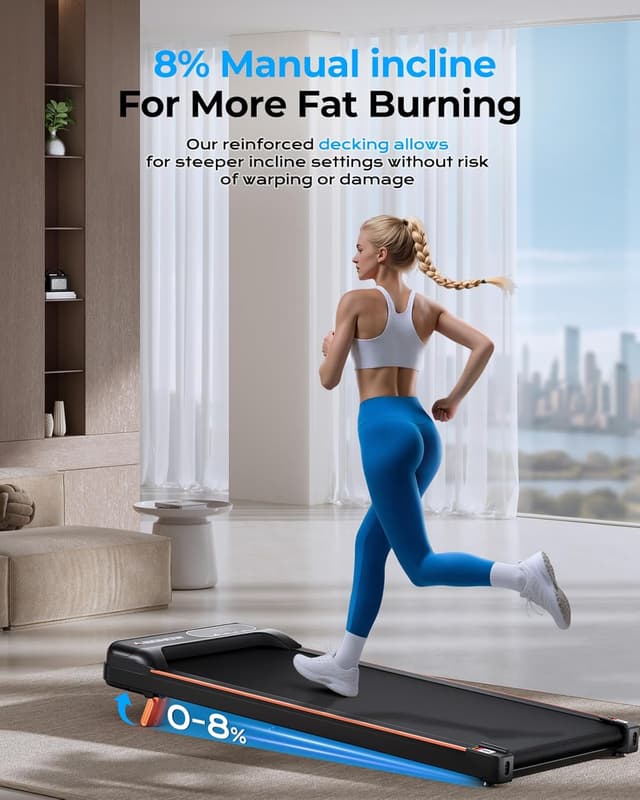 Detalle de Abonow Walking Pad with Incline under-desk treadmill (1–6 km/h, up to 8% incline)