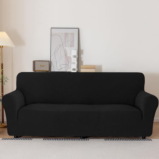 Detalle 2 de Ystyle Copridivano 3 posti con braccioli elasticizzato 180–230 cm – antimacchia e antigraffio, nero