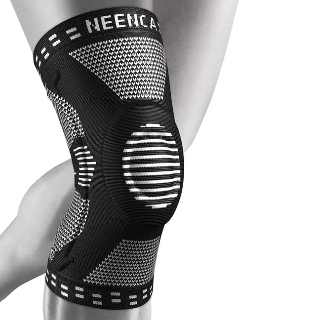 Detalle de NEENCA Kniestütze mit Patella-Gel-Pads & Feder-Seitenstabilisatoren – komprimierte Kniebandage für Sport und Gelenkschmerzen