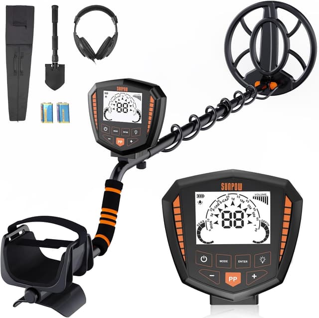 Detalle de SUNPOW Metalldetektor Profi Set, 10 Zoll Tiefe