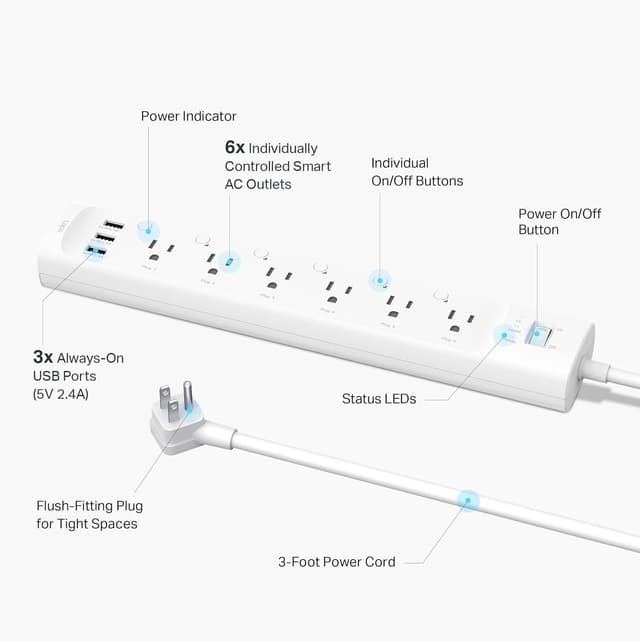 Thumbnail 1 de TP-Link Tapo P316M Smart Power Strip 6-outlet