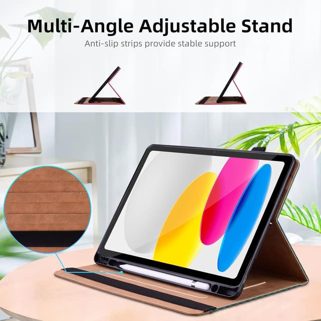 Detalle de Vkooer Schutzhülle für iPad A16 (11. Generation 2025) / iPad 10 (10,9 Zoll) mit Pencil-Halter, Dunkelgrün