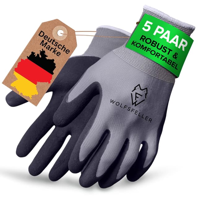 Detalle de WOLFSFELLER gants de travail homme en nitrile – Taille 10 (lot de 5 paires)