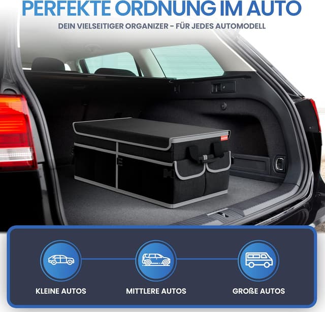 Detalle de HELDENWERK Premium Kofferraum-Organizer mit Deckel, faltbar und rutschfest