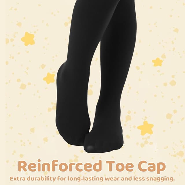 Detalle de MANZI Girls’ Black Footed School Dance Tights (80D) – Pack of 3