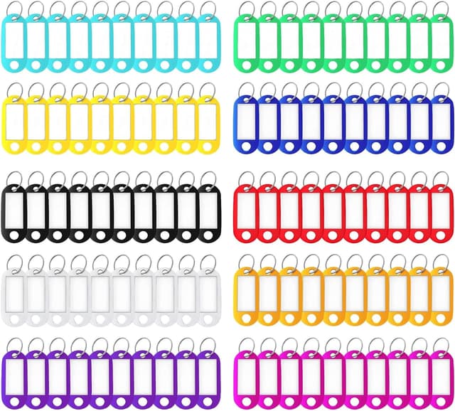 Detalle de Key Tags with Labels 100PCS Key Fobs with Labels, Key Rings & Multi Coloured Tags