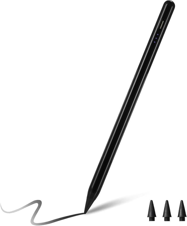 Detalle de Stylus Pen for iPad (2018–2025) with Tilt Sensitivity, Palm Rejection, and Fast Charge (Black)