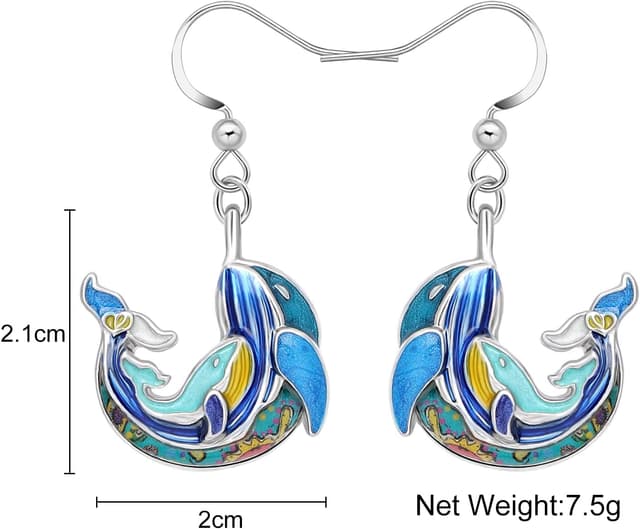 Detalle de LONYOO Emaille „Ozean Tiere“ baumelnde Ohrringe aus Zinklegierung (Meerestiere-Motiv)