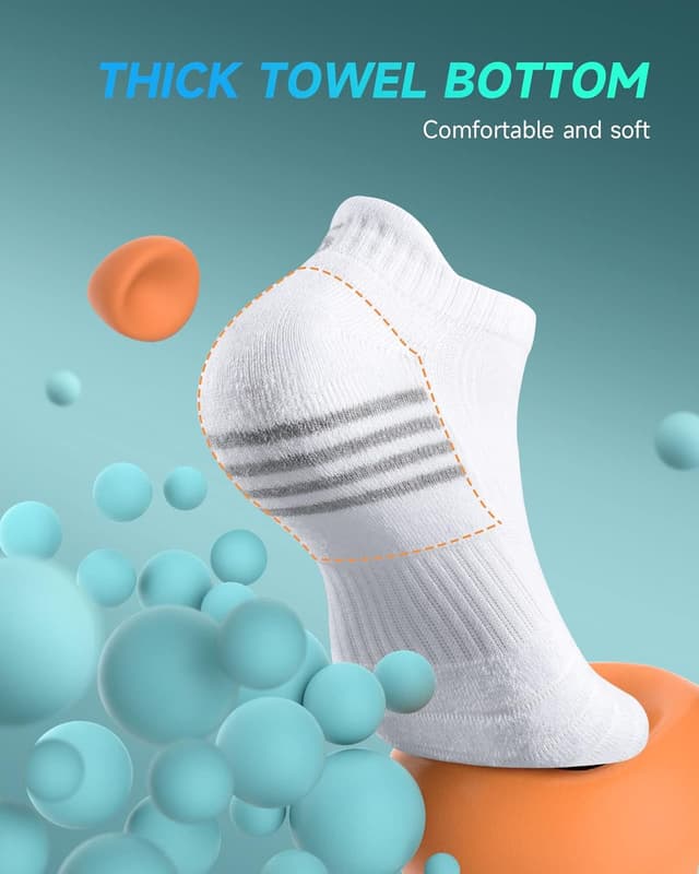 Detalle de TANSTC Men’s Running Socks (6 Pairs) – Anti-Blister Cushioned Low-Cut Trainer Socks, Breathable Cotton