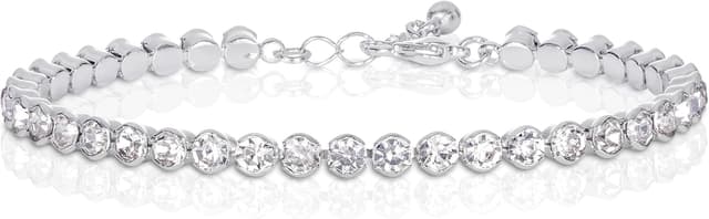 Detalle de ZAVANA Bracciale Tennis per Donna e Ragazza con strass rotondi, colore argento o oro