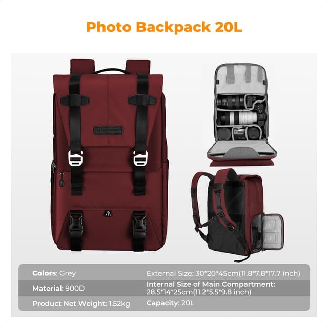 Thumbnail 6 de K&F CONCEPT Zaino Fotocamera 20L