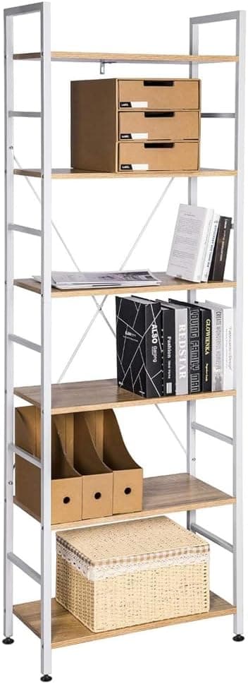 Imagen de WOLTU Estantería Alta 6 Niveles Roble y Blanco 🪵 en OfertitasTOP