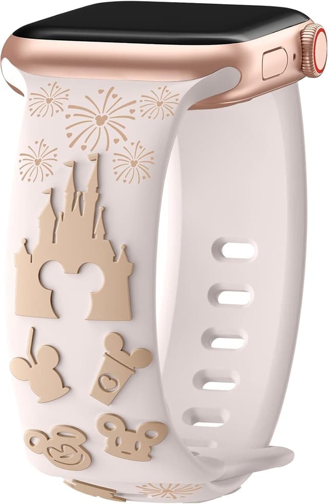 Detalle de Cartoon 3D Embossed Band for Apple Watch (40mm, 38mm, 44mm, 45mm, 41mm, 42mm, 49mm) — Two-Tone Soft Silicone Sport Strap