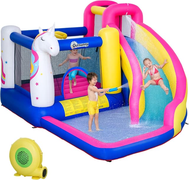 Detalle de Outsunny Castillo Hinchable Unicornio 360x305x210 cm
