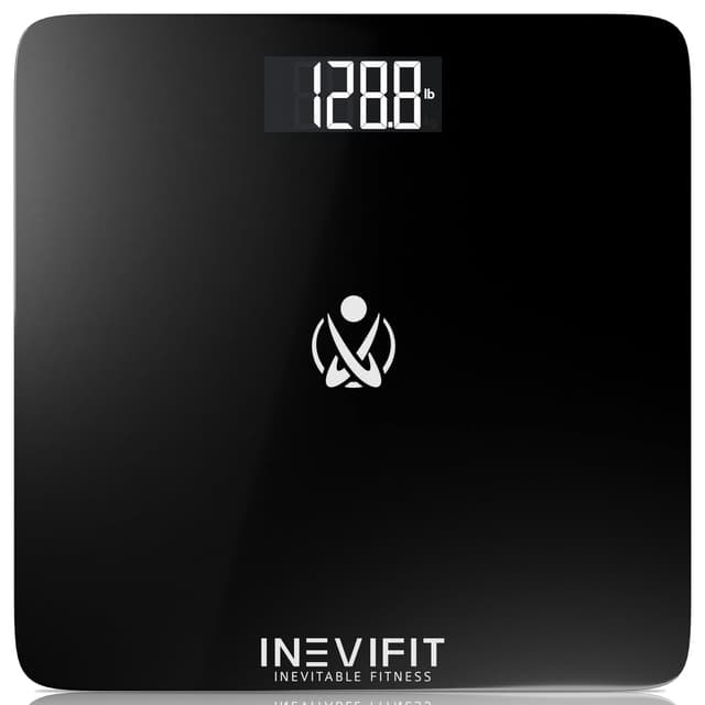 Detalle de INEVIFIT Bathroom Scale (Digital), Tempered Glass Platform, Up to 400 lbs, Includes Batteries