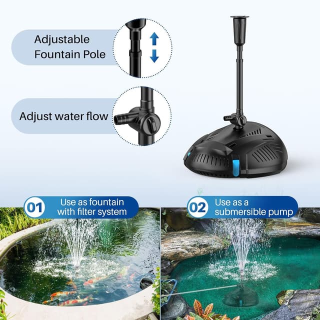 Detalle de Biling Pond Pump with UV Clarifier Light (2500L/H) All-in-One Filter Fountain Kit