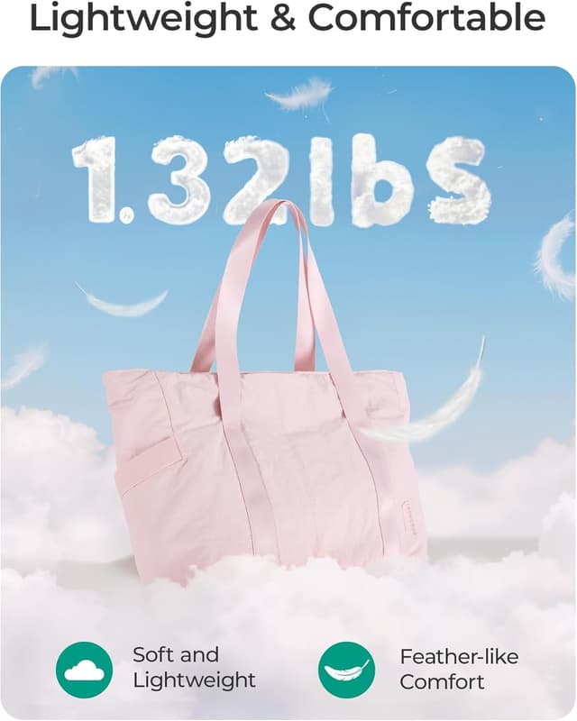 Detalle 2 de BAGSAMRT zip tote bags for women with yoga mat buckle – large travel, work & gym tote