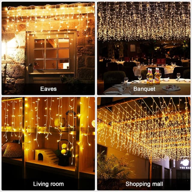 Thumbnail 6 de Dalugo Icicle Outdoor Christmas Lights (15m + 10m, 480 warm white LEDs) with memory timer