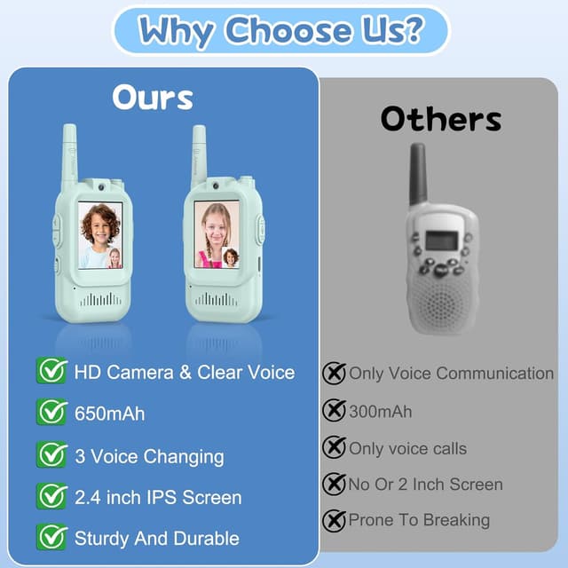 Thumbnail 6 de Hangrui Video Walkie Talkies for Kids (2-Pack) with Long Range & Video