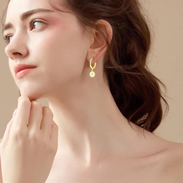 Detalle 2 de Cangall Ohrringe Silber 925 Hängend Damen – Creolen mit Anhänger, nickelfrei